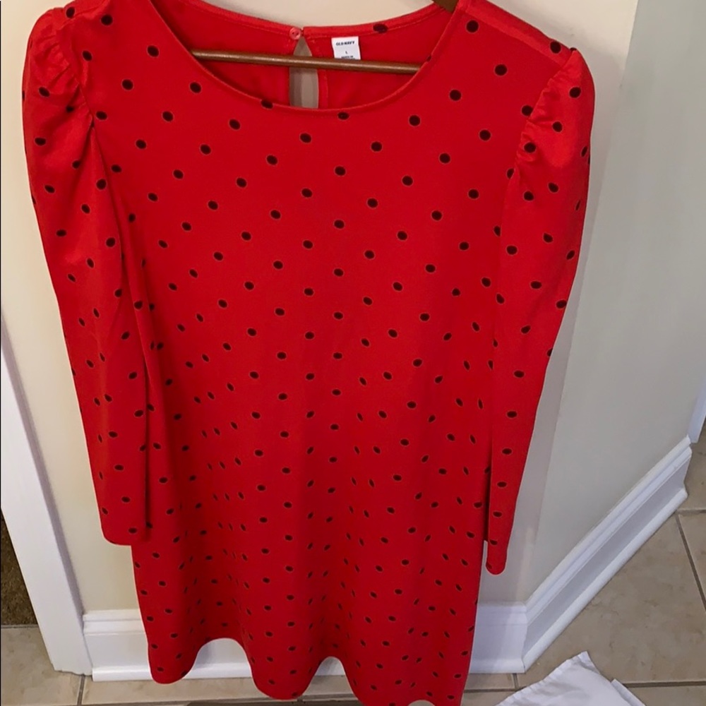 Old Navy Red with lack polka dot dress